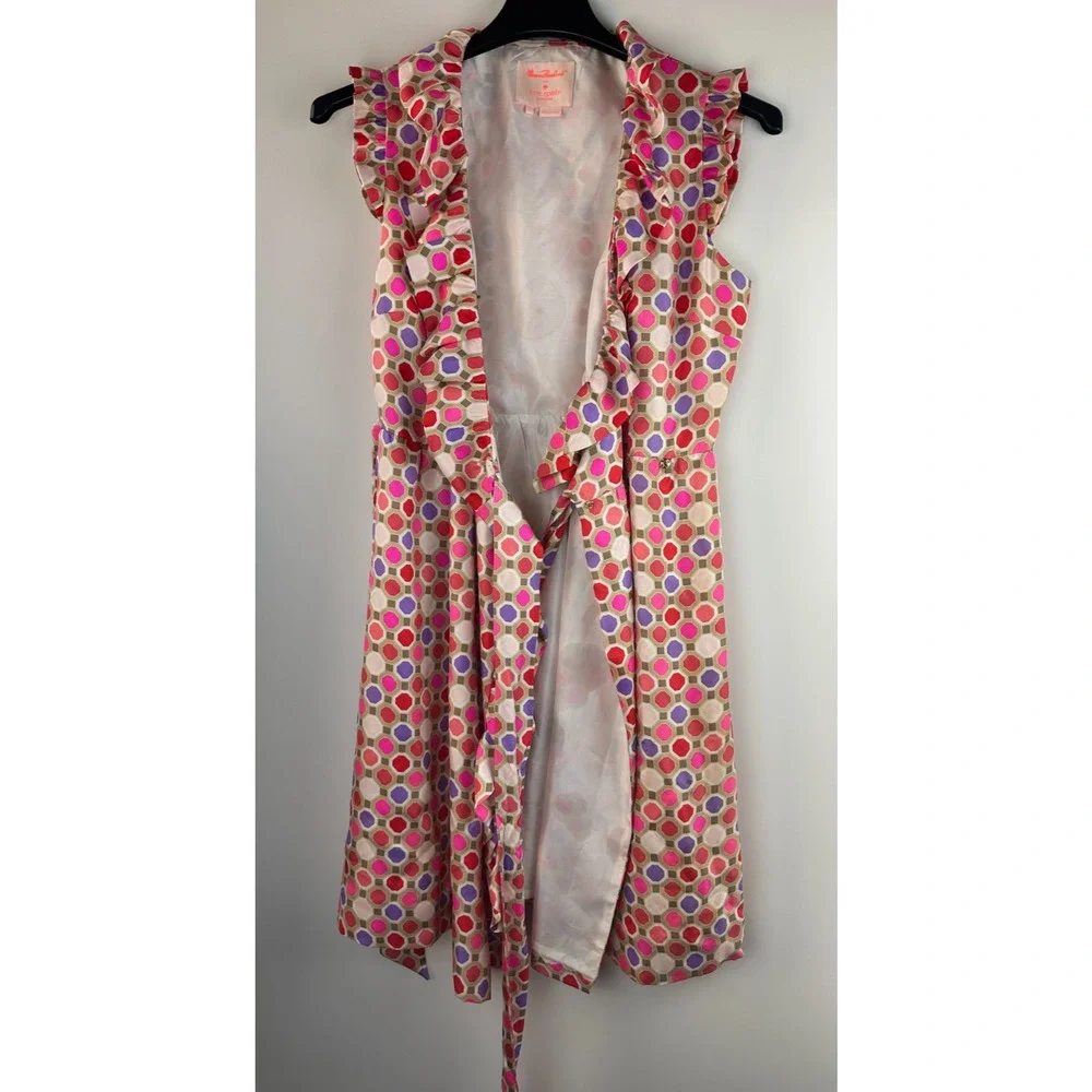 Kate Spade x Florence Broadhurst Aubrey Ruffle Wrap Dress 100% Silk Size 8 - Picture 7 of 16